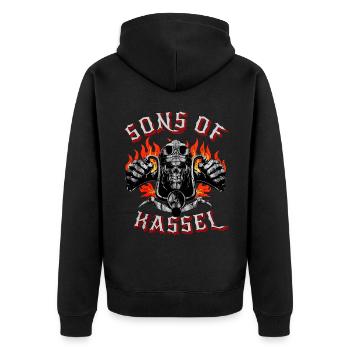 Kassel Biker Geschenk fils de Kassel - Veste à capuche bio Premium Unisexe - noir - Dos - Nico (187cm)