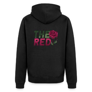 Die Rote Japanische Retro Rosen-grafik - Unisex Premium Bio Zip Hoodie - Schwarz - Hinten - Nico (187cm)