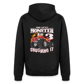 3ème anniversaire plaisante ce petit camion monstre - Veste à capuche bio Premium Unisexe - noir - Dos - Nico (187cm)