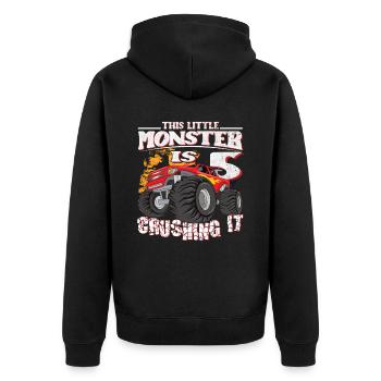 5. Geburtstag Scherzt Diesen Kleinen Monstertruck - Unisex Premium Bio Zip Hoodie - Schwarz - Hinten - Nico (187cm)