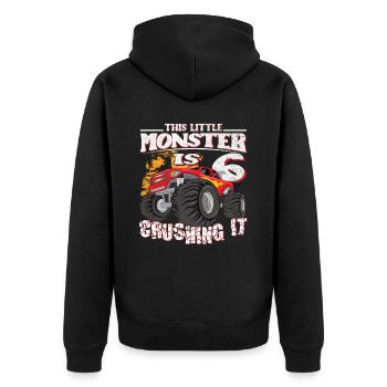 6ème anniversaire plaisante ce petit camion monstre - Veste à capuche bio Premium Unisexe - noir - Dos - Nico (187cm)