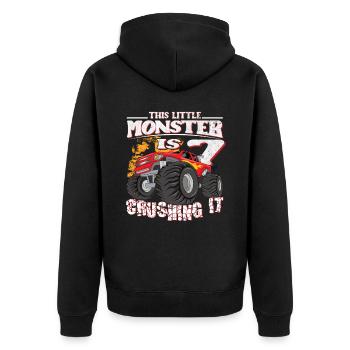 7ème anniversaire plaisante ce petit camion monstre - Veste à capuche bio Premium Unisexe - noir - Dos - Nico (187cm)