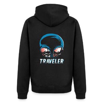 Musican Lover Headphones Just Music - Unisex Premium Organic Zip Hoodie - black - Back - Nico (187cm)