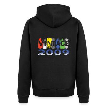 Fantastisch Seit 2009 Retro 13. Bitrthday - Unisex Premium Bio Zip Hoodie - Schwarz - Hinten - Nico (187cm)