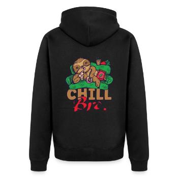 Faultier Chill Bro Das Ist Der Weg - Unisex Premium Bio Zip Hoodie - Schwarz - Hinten - Nico (187cm)