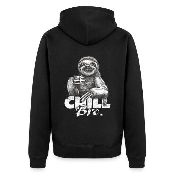 Faultier Mit Kaffee Chill Bro Das Ist Der Weg - Unisex Premium Bio Zip Hoodie - Schwarz - Hinten - Nico (187cm)