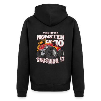 10e anniversaire plaisante ce petit camion monstre - Veste à capuche bio Premium Unisexe - noir - Dos - Nico (187cm)