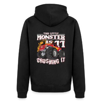 11e anniversaire plaisante ce petit camion monstre - Veste à capuche bio Premium Unisexe - noir - Dos - Nico (187cm)