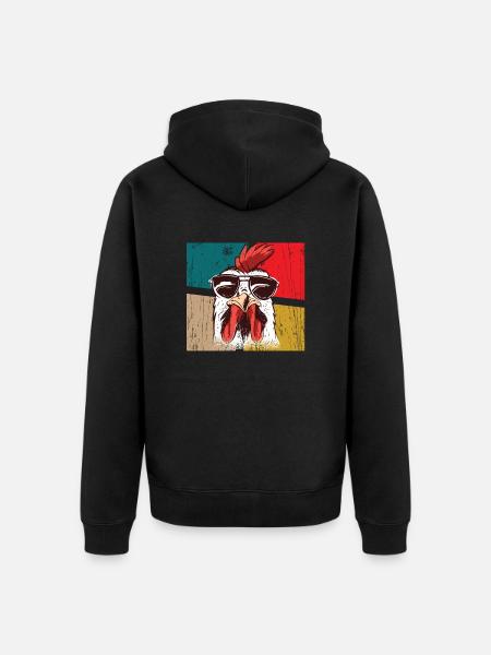 Big Hen Cool Chicken - Unisex Premium Organic Zip Hoodie - black