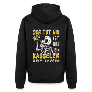Kassel der tut nix Saufen Kostüm - Unisex Premium Bio Zip Hoodie - Schwarz - Hinten - Nico (187cm)