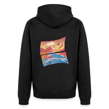 The Great Kanagawa Wave Japanese - Unisex Premium Organic Zip Hoodie - black - Back - Nico (187cm)