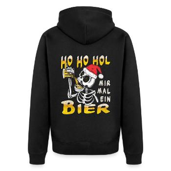 Ho Ho Hol Bier Weihnachtsgeschenk - Unisex Premium Bio Zip Hoodie - Schwarz - Hinten - Nico (187cm)