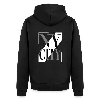Usa New York City Klassisches Vintages Ny - Unisex Premium Bio Zip Hoodie - Schwarz - Hinten - Nico (187cm)
