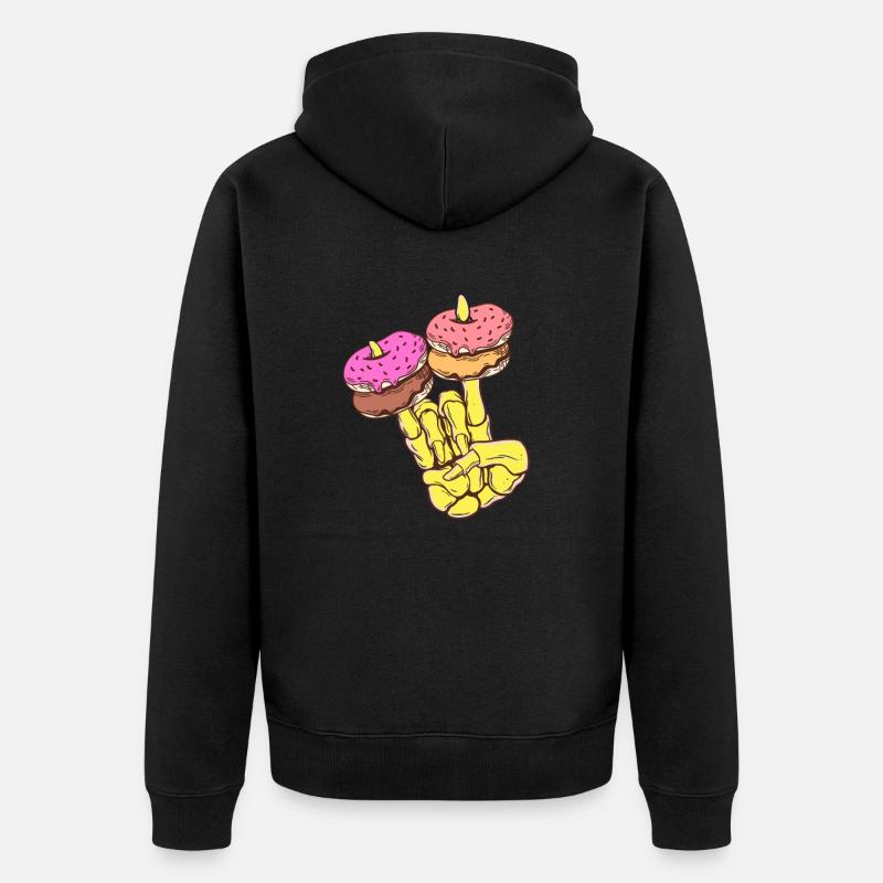 Main squelettique avec Donat - Veste à capuche bio Premium Unisexe - noir