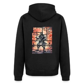 Bushido Japan Samurai Moral Und Philosophie - Unisex Premium Bio Zip Hoodie - Schwarz - Hinten - Nico (187cm)
