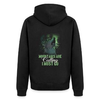 The mountains are calling and I have to go - Unisex Premium Organic Zip Hoodie - black - Back - Nico (187cm)