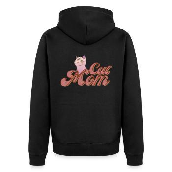 Life is better with Cats Cat Mom - Unisex Premium Organic Zip Hoodie - black - Back - Nico (187cm)