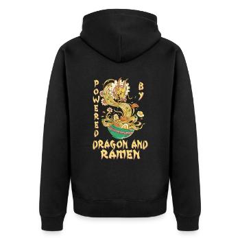 Japanese Dragon Powered by Dragon and Ramen - Unisex Premium Organic Zip Hoodie - black - Back - Nico (187cm)