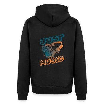 Musican Lover Headphones Just Music - Unisex Premium Organic Zip Hoodie - black - Back - Nico (187cm)