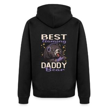 Ich Kann Dich Nicht Hören Best Gaming Daddy Bear - Unisex Premium Bio Zip Hoodie - Schwarz - Hinten - Nico (187cm)