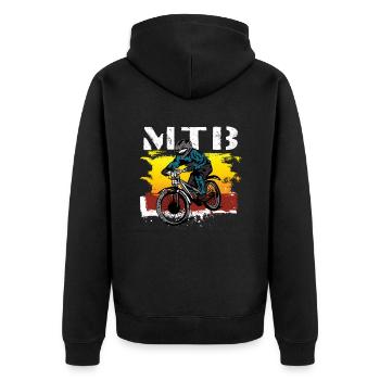 Downhill Mauntain Bike Mtb Radrennen Ride Bmx - Unisex Premium Bio Zip Hoodie - Schwarz - Hinten - Nico (187cm)