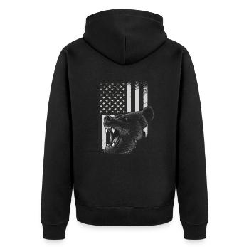 Bear and USA flag for USA and nature lovers - Unisex Premium Organic Zip Hoodie - black - Back - Nico (187cm)
