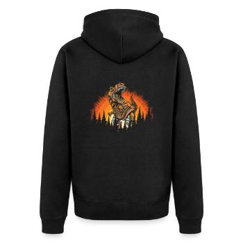 Dino Steampunk Drei Rex T Rex Dinosaurier - Unisex Premium Bio Zip Hoodie - Schwarz - Hinten - Nico (187cm)