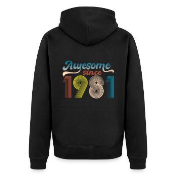 Vintage 1981 Retro Bitrthday Limited Edition. - Unisex Premium Organic Zip Hoodie - black - Back - Nico (187cm)