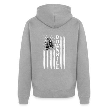 Downhill Mountain Bike Moto Cross - Unisex Premium Organic Zip Hoodie - heather grey - Back - Nico (187cm)