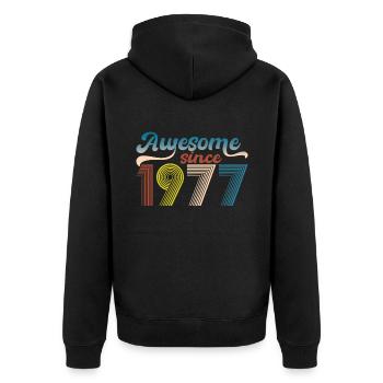 Vintage 1977 Retro Bitrthday Limited Edition - Unisex Premium Organic Zip Hoodie - black - Back - Nico (187cm)