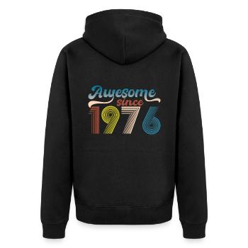 Vintage 1976 Retro Bitrthday Limited Edition - Unisex Premium Organic Zip Hoodie - black - Back - Nico (187cm)