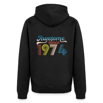 Vintage 1974 Retro Bitrthday Limited Edition - Unisex Premium Organic Zip Hoodie - black - Back - Nico (187cm)