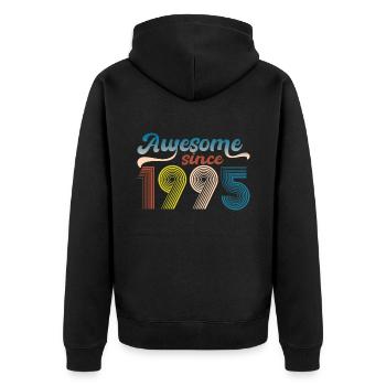 Vintage 1995 Retro Bitrthday Edition Limitée - Veste à capuche bio Premium Unisexe - noir - Dos - Nico (187cm)