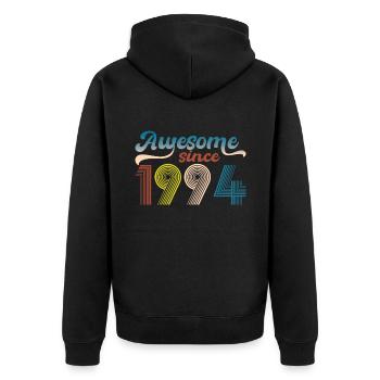 Vintage 1994 Retro Bitrthday Limited Edition - Unisex Premium Organic Zip Hoodie - black - Back - Nico (187cm)