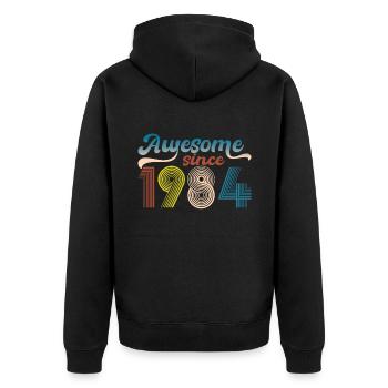 Vintage 1985 Retro Bitrthday Limited Edition - Unisex Premium Organic Zip Hoodie - black - Back - Nico (187cm)