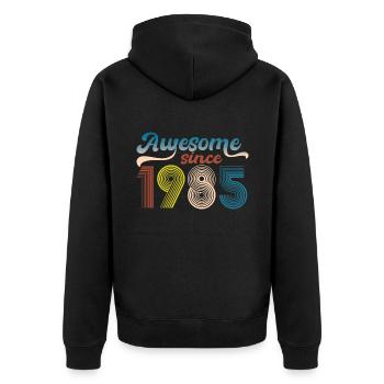 Vintage 1985 Retro Bitrthday Edition Limitée - Veste à capuche bio Premium Unisexe - noir - Dos - Nico (187cm)