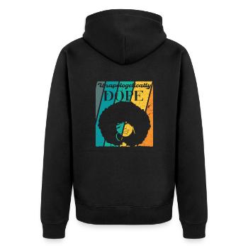 Entschuldigungslos Strong Queen Woman - Unisex Premium Bio Zip Hoodie - Schwarz - Hinten - Nico (187cm)