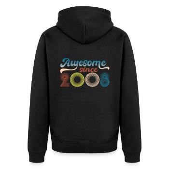 Fantastisch Seit 2008 Retro 15. Bitrthday - Unisex Premium Bio Zip Hoodie - Schwarz - Hinten - Nico (187cm)
