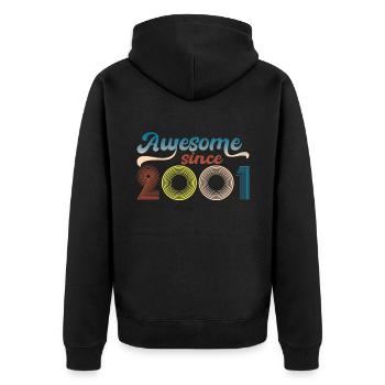 Year 2001 Retro Bitrthday Limited Edition - Unisex Premium Organic Zip Hoodie - black - Back - Nico (187cm)