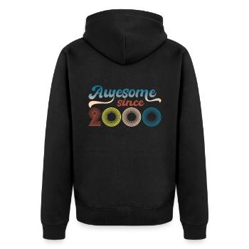 Year 2000 Retro Bitrthday Limited Edition - Unisex Premium Organic Zip Hoodie - black - Back - Nico (187cm)