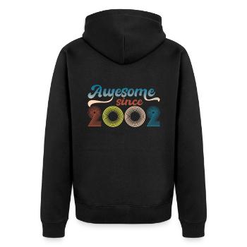 Fantastisch Seit 2002 Retro 21. Bitrthday - Unisex Premium Bio Zip Hoodie - Schwarz - Hinten - Nico (187cm)