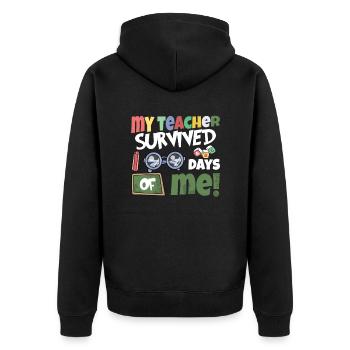 Mein Lehrer Hat 100 Tage Von Mir Überlebt! - Unisex Premium Bio Zip Hoodie - Schwarz - Hinten - Nico (187cm)