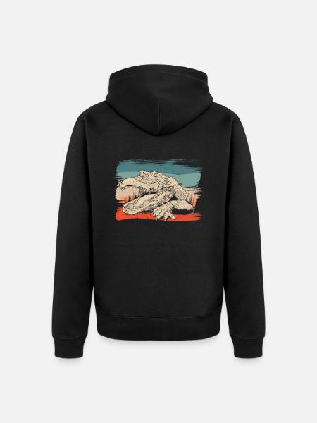 Tierreptil-alligator-illustration - Unisex Premium Bio Zip Hoodie - Schwarz
