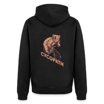 Bear Biker Radrennfahrer Cycopath - Unisex Premium Bio Zip Hoodie - Schwarz - Hinten - Nico (187cm)