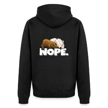 Font Nope Bären Schlafen - Unisex Premium Bio Zip Hoodie - Schwarz - Hinten - Nico (187cm)