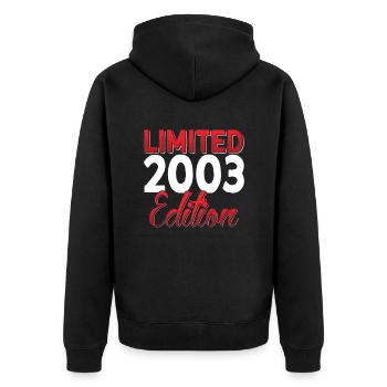 Fantastisch Seit 2003 Retro 19. Bitrthday - Unisex Premium Bio Zip Hoodie - Schwarz - Hinten - Nico (187cm)