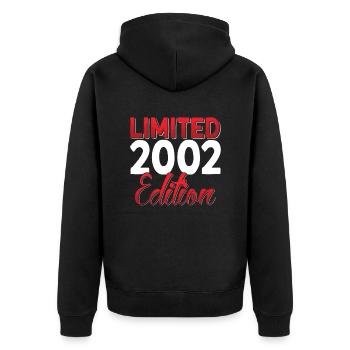 Fantastisch Seit 2002 Retro 21. Bitrthday - Unisex Premium Bio Zip Hoodie - Schwarz - Hinten - Nico (187cm)