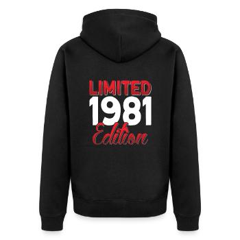 Vintage 1981 Retro Bitrthday Limited Edition. - Unisex Premium Organic Zip Hoodie - black - Back - Nico (187cm)