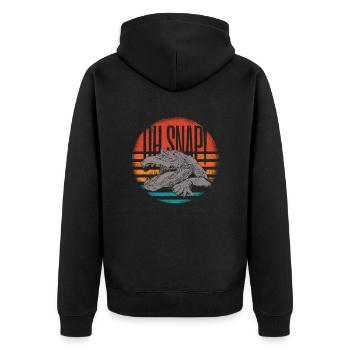 Tierreptil-alligator-illustration Oh Snap - Unisex Premium Bio Zip Hoodie - Schwarz - Hinten - Nico (187cm)