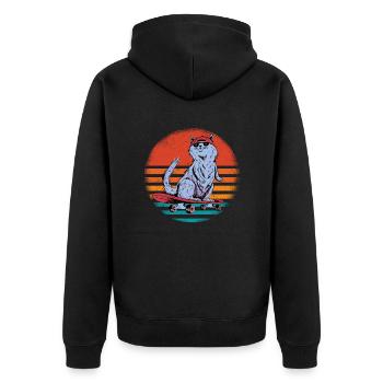 Chat cool avec skateboard je fais ce que je veux - Veste à capuche bio Premium Unisexe - noir - Dos - Nico (187cm)
